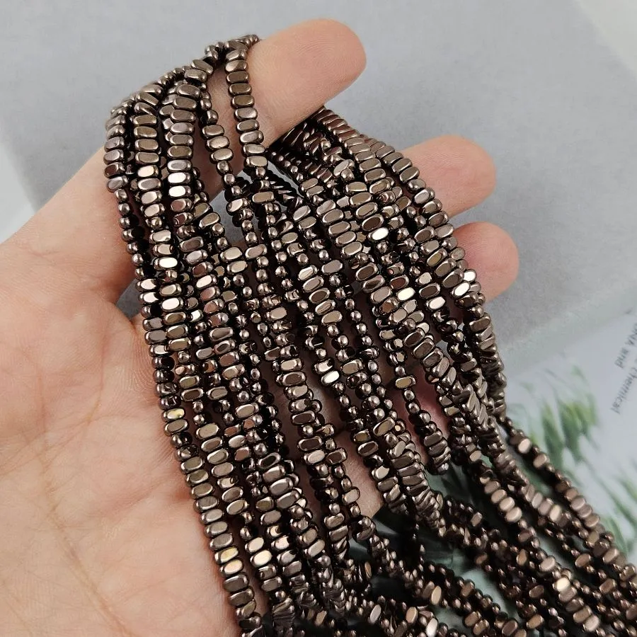 Нить 19 см Гематит, гематин 4х2 мм прямоугольные бусины, цвет коричневый (6205-4-КОР) купить в Воронеже | Заказать в интернет-магазине Viva Beads
