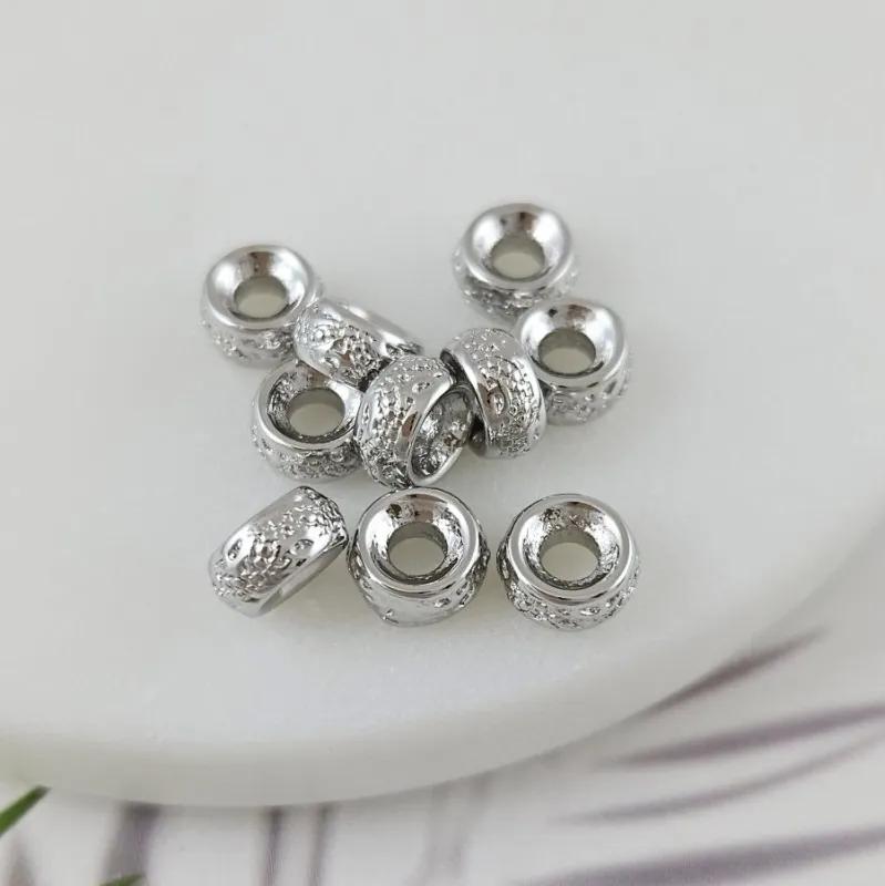 1 шт. Бусина разделитель 7.4х3.7 мм рондель, родиевое покрытие (9963-Р) купить в Воронеже | Заказать в интернет-магазине Viva Beads
