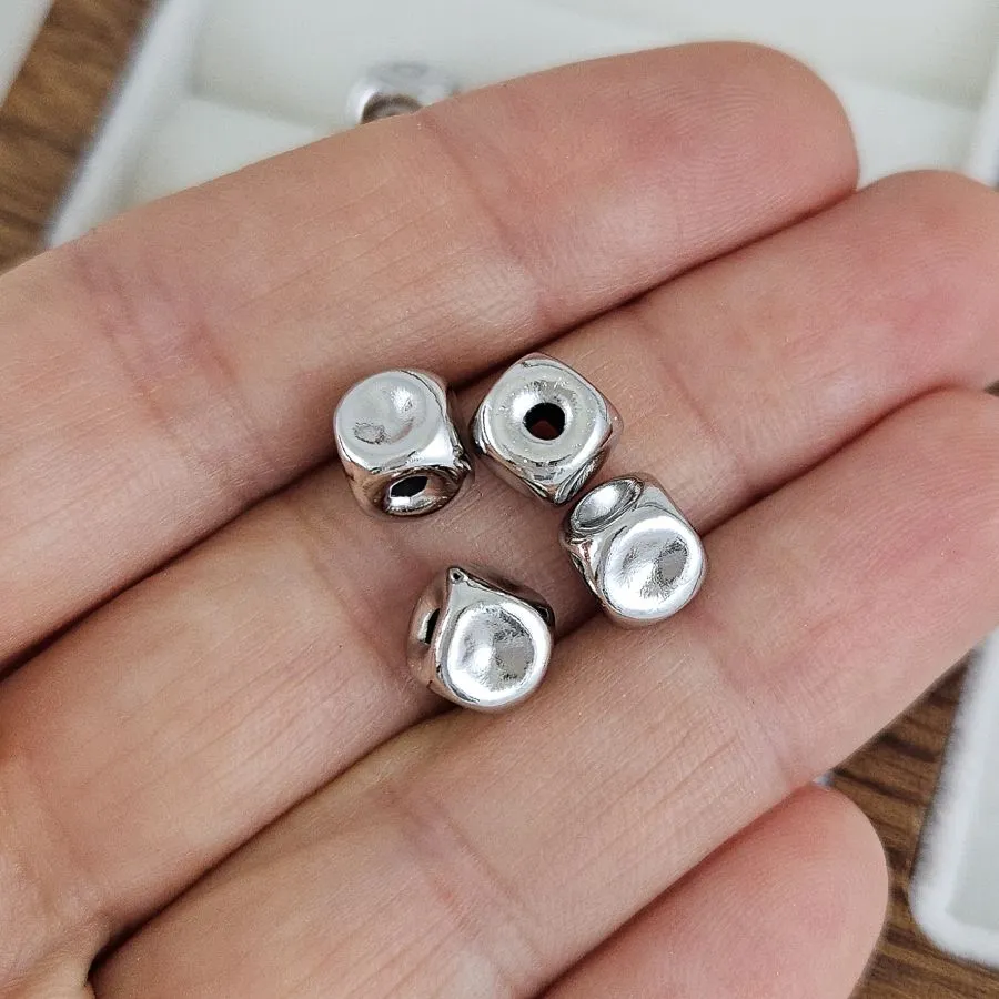 1 шт. Бусина разделитель 6.3х6.1 мм куб, родиевое покрытие (10253-Р) купить с доставкой по России | Интернет-магазин Viva Beads