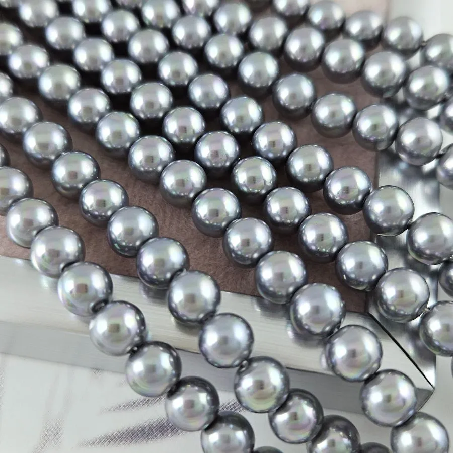 Нить 19 см Жемчуг Майорка 6 мм круглые бусины, серый (6330-6) купить с доставкой по России | Интернет-магазин Viva Beads