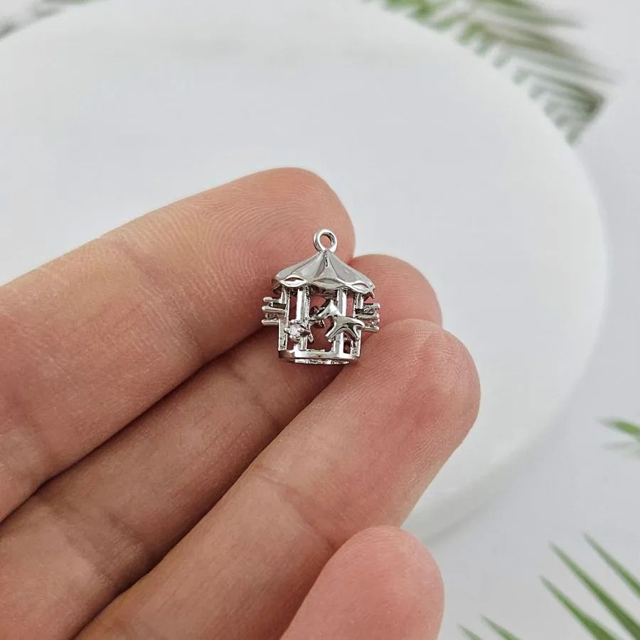 Подвеска Карусель 12.6x10 мм с фианитами, родиевое покрытие (10011-Р)