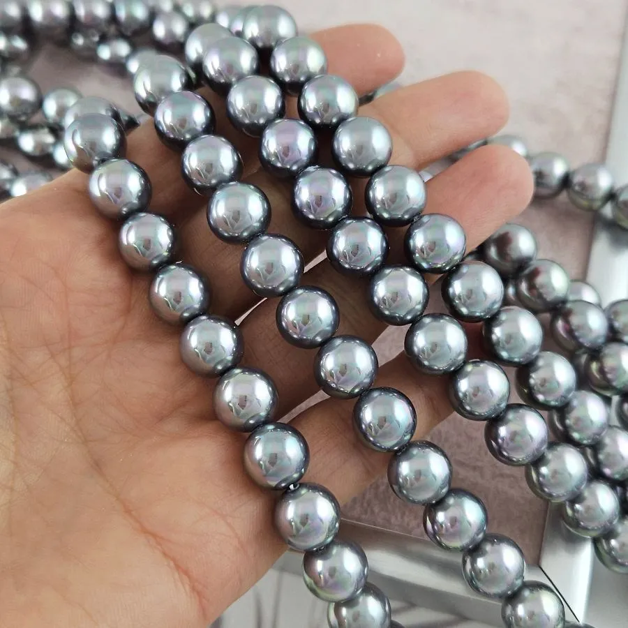 Нить 19 см Жемчуг Майорка 10 мм круглые бусины, серый (6330-10) купить с доставкой по России | Интернет-магазин Viva Beads