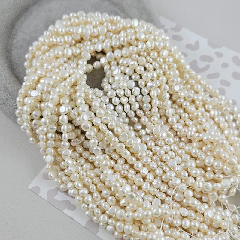 Нить 16.5-17 см  Жемчуг натуральный барокко толщиной 5-6 мм белый АА (8098) купить с доставкой по России | Интернет-магазин Viva Beads