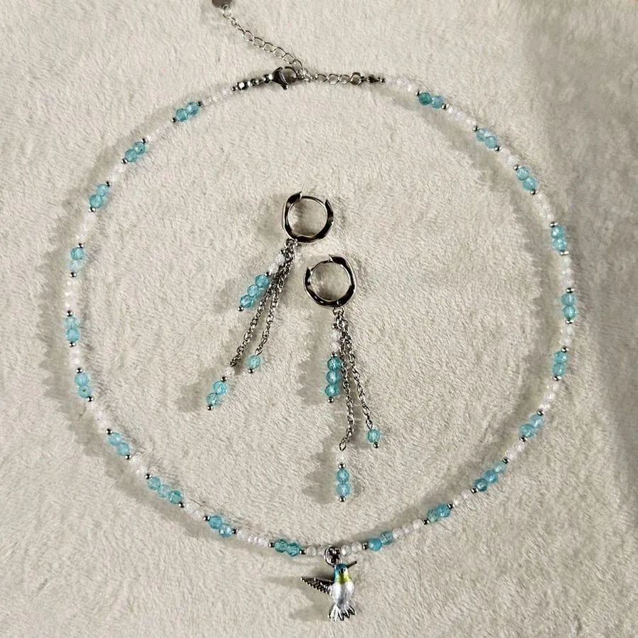 Лазурная мечта — набор для создания комплекта украшений из апатита и фианитов (НАБОР-76) купить с доставкой по России | Интернет-магазин Viva Beads