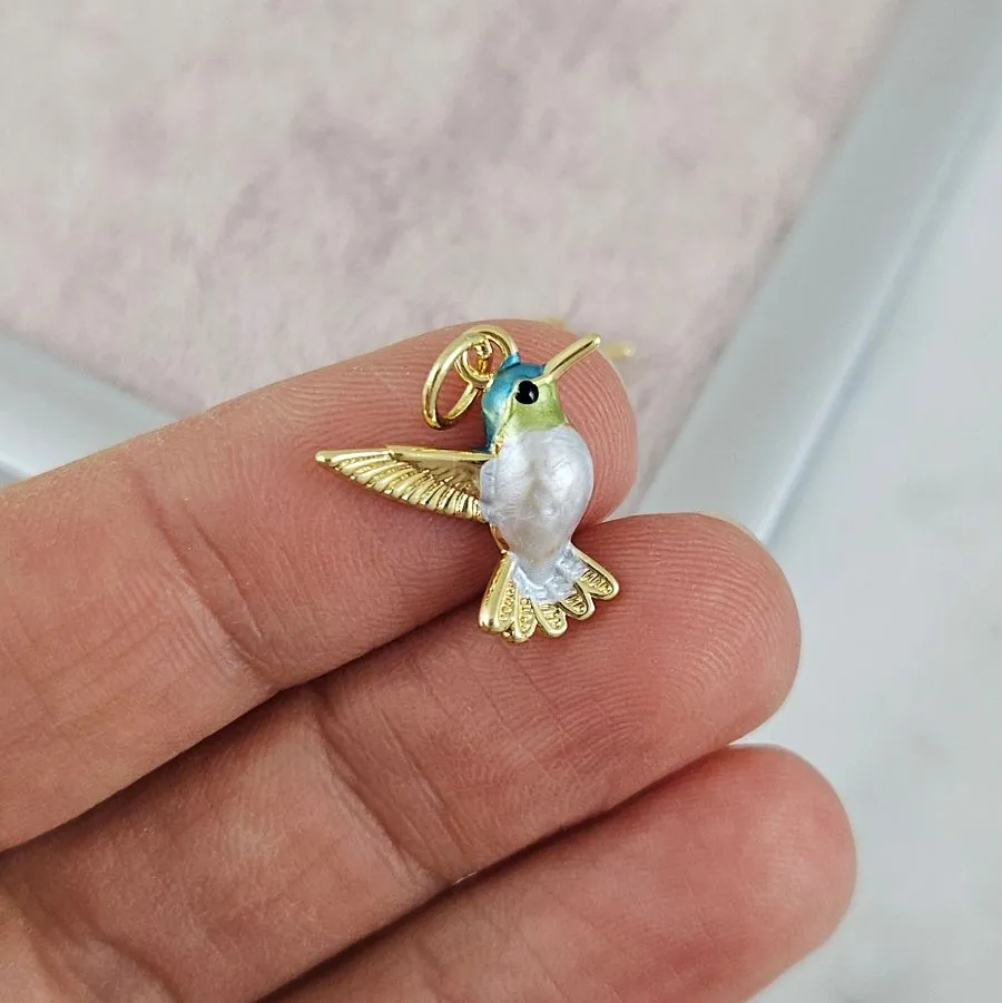 Подвеска Птица 16х14.5 мм с эмалью, позолота 14К (10179-З) купить с доставкой по России | Интернет-магазин Viva Beads