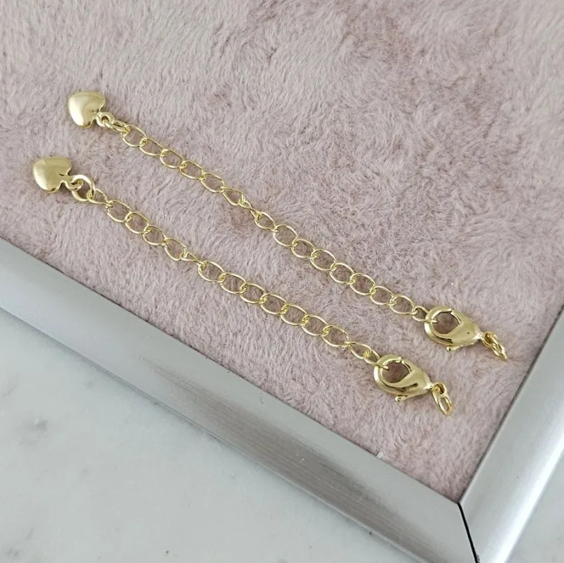 Замок лобстер 10 мм с удлинителем и сердечком, позолота 14К (9373-10-З) замок для украшений купить с доставкой по России | Интернет-магазин Viva Beads