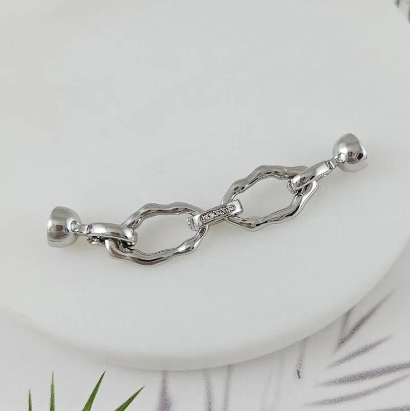 Замок с карабинами 57 мм с фианитами, родиевое покрытие (9965-Р) купить в Воронеже | Заказать в интернет-магазине Viva Beads
