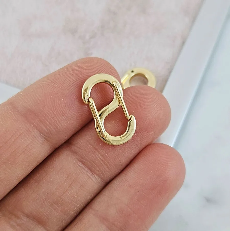 Замок карабин S - образный 16.2x9.1x1.8 мм, позолота 14К (8290-16-З) замок для украшений купить с доставкой по России | Интернет-магазин Viva Beads