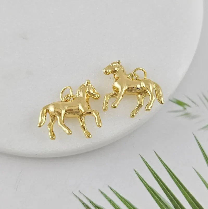 Подвеска Лошадь 15x19.2 мм, позолота 14К (10020-З)