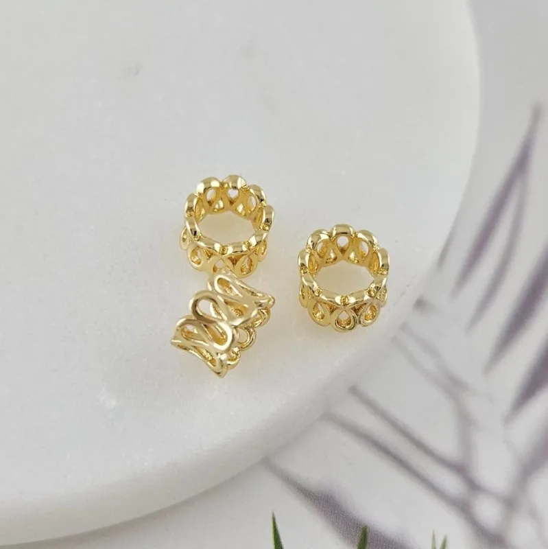 1 шт. Бусина разделитель 7.7х5.1 мм, внутренний d 5.1 мм, позолота 14К (10043-З) купить с доставкой по России | Интернет-магазин Viva Beads