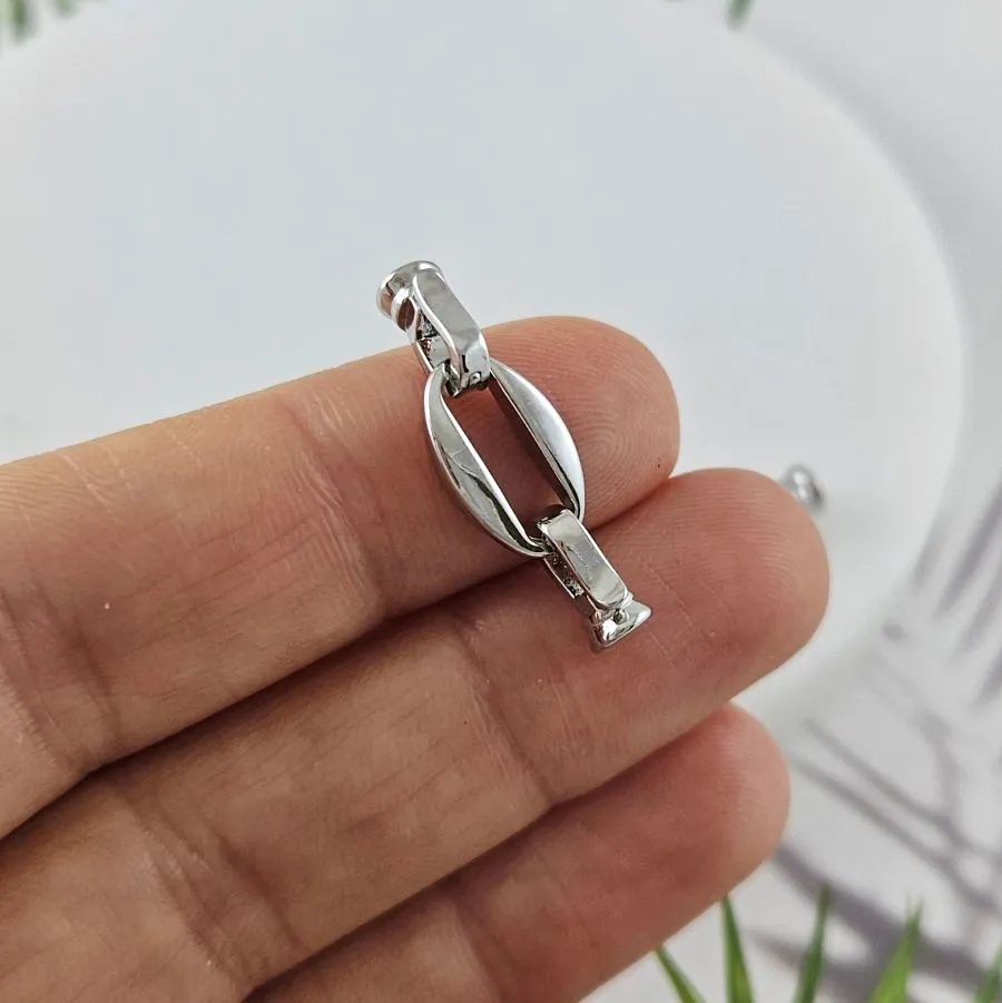 Замок овальный 15 мм с карабинами, родиевое покрытие (10046-Р) замок для украшений купить с доставкой по России | Интернет-магазин Viva Beads