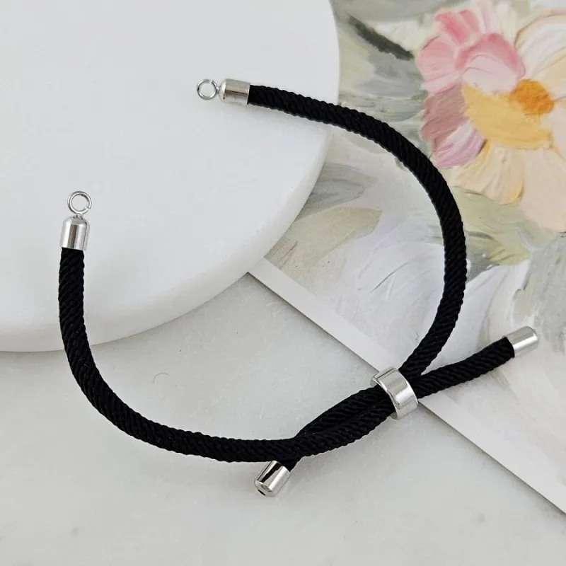 Основа для браслета на нейлоновом шнуре, цвет черный, родиевое покр. (8609-ЧР) купить с доставкой по России | Интернет-магазин Viva Beads