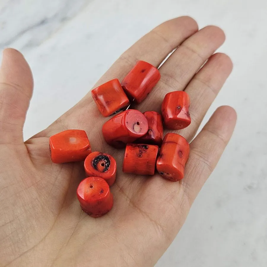 УЦЕНКА 1 шт Коралл бочонок крупный ок. 9-13х12-19 мм ярко-оранжевый (9562-УЦ)