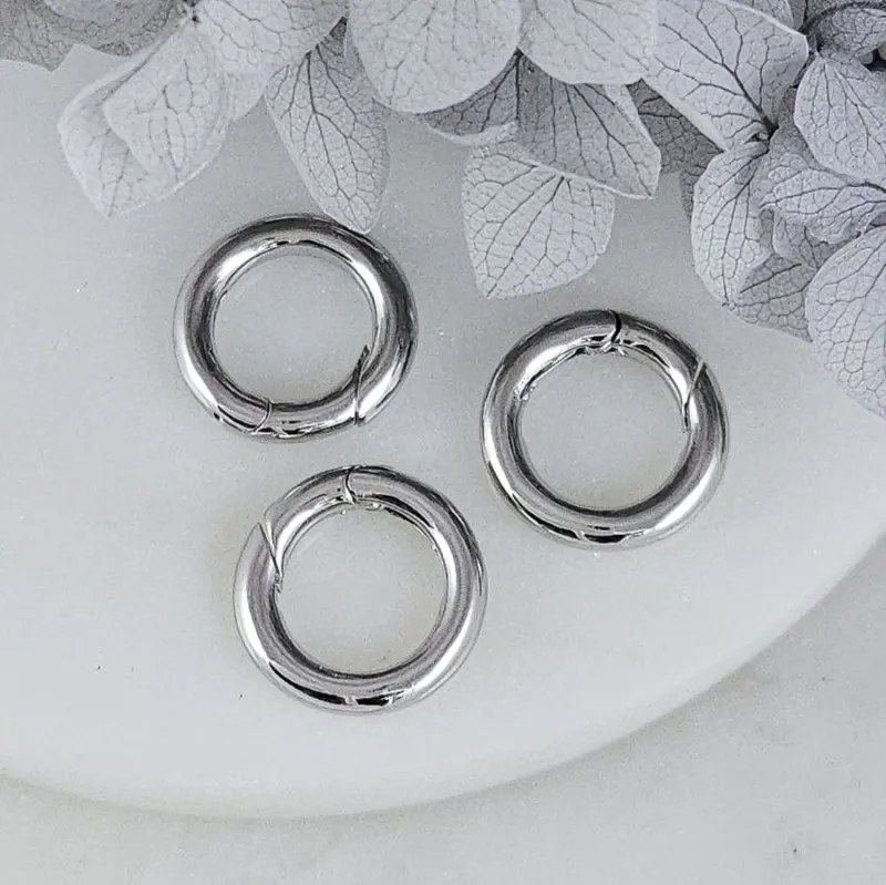 Замок круглый карабин 15х2.7 мм родиевое покрытие (7870-Р) замок для украшений купить с доставкой по России | Интернет-магазин Viva Beads