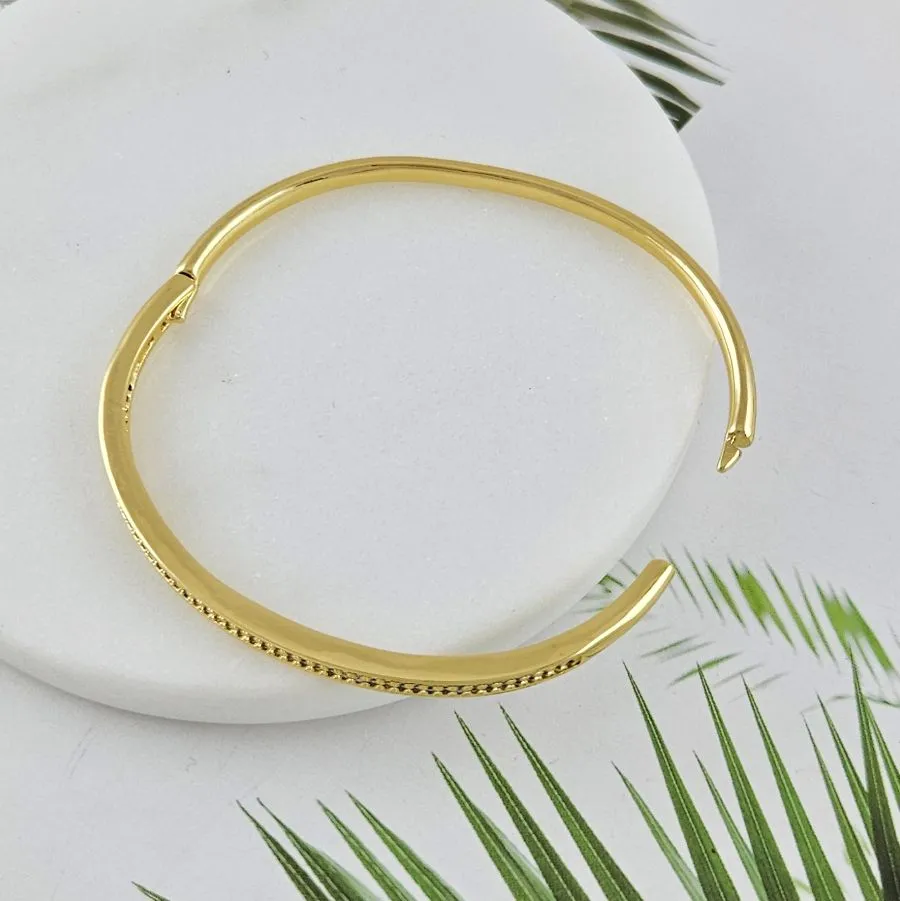 Браслет жесткий 63х55х3.8 мм, позолота 14К (10032-З) купить с доставкой по России | Интернет-магазин Viva Beads