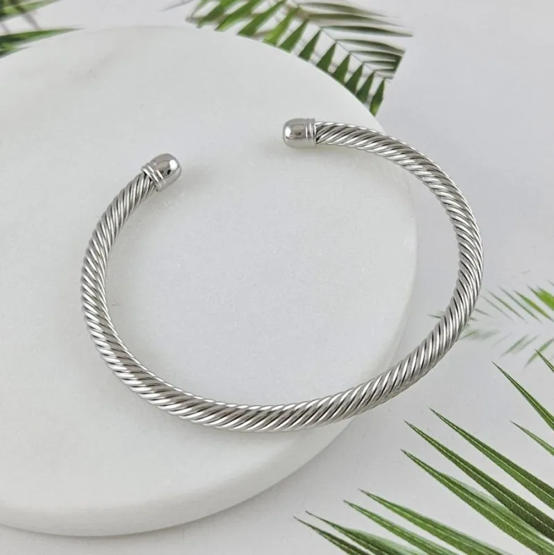 Браслет жесткий 67х57х4 мм родиевое покрытие (10031-Р) купить с доставкой по России | Интернет-магазин Viva Beads