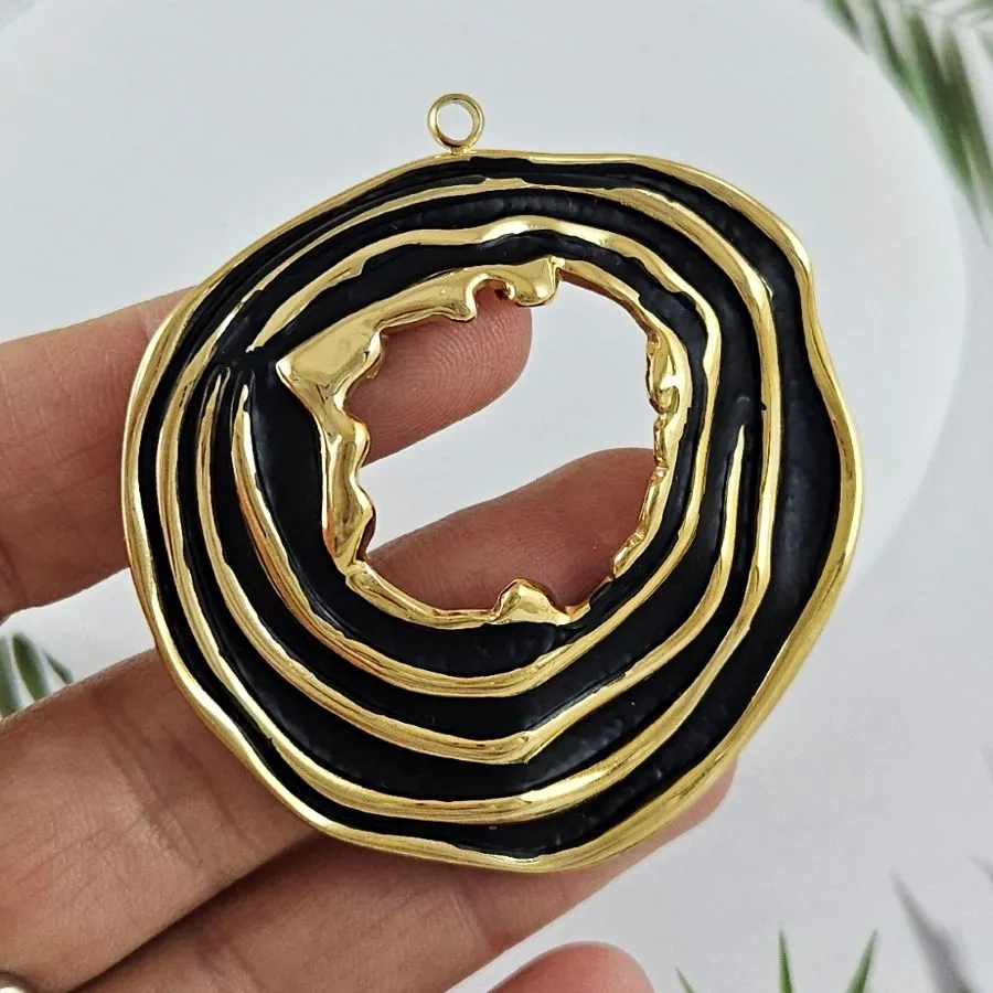 Подвеска кулон с эмалью 54.5х52.4 мм, позолота нержавеющая сталь (10063) купить с доставкой по России | Интернет-магазин Viva Beads