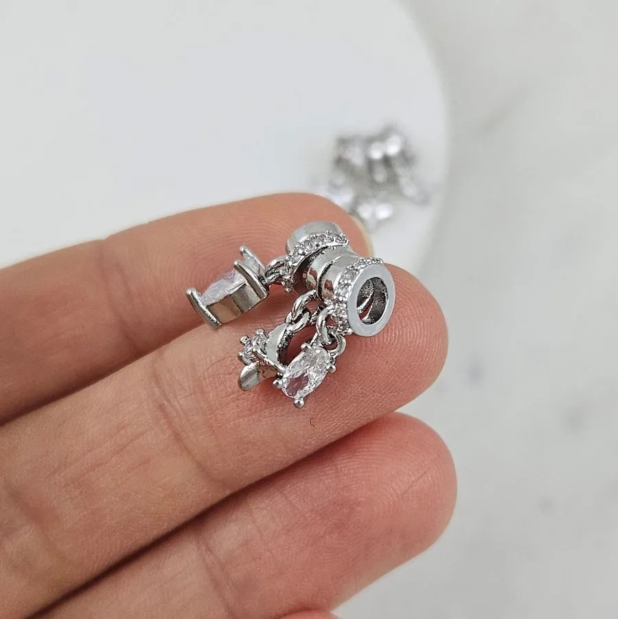 Сет подвесок на бейле 15.5х12 мм с фианитами, родиевое покрытие (10191-Р) купить с доставкой по России | Интернет-магазин Viva Beads