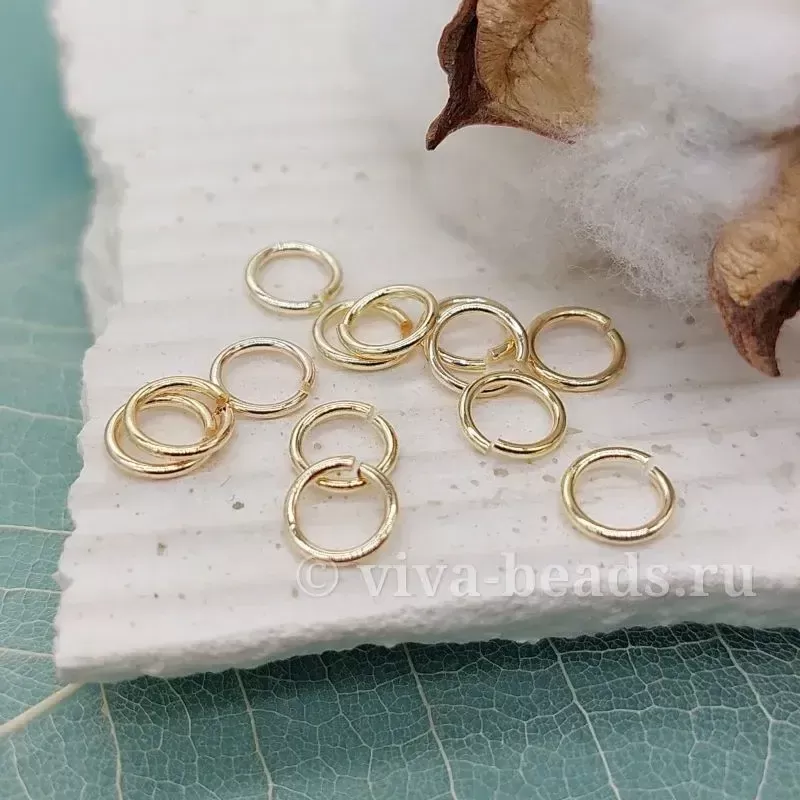 10 шт. Колечки соединительные 6х0.8 мм позолота 14К (8514-З) соединительные колечки и кольца-коннекторы купить с доставкой по России | Интернет-магазин Viva Beads