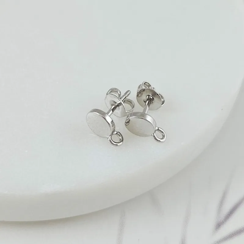 Пуссеты гвоздики круглые 6 мм родиевое покрытие(10090-Р) швензы для серег купить с доставкой по России | Интернет-магазин Viva Beads