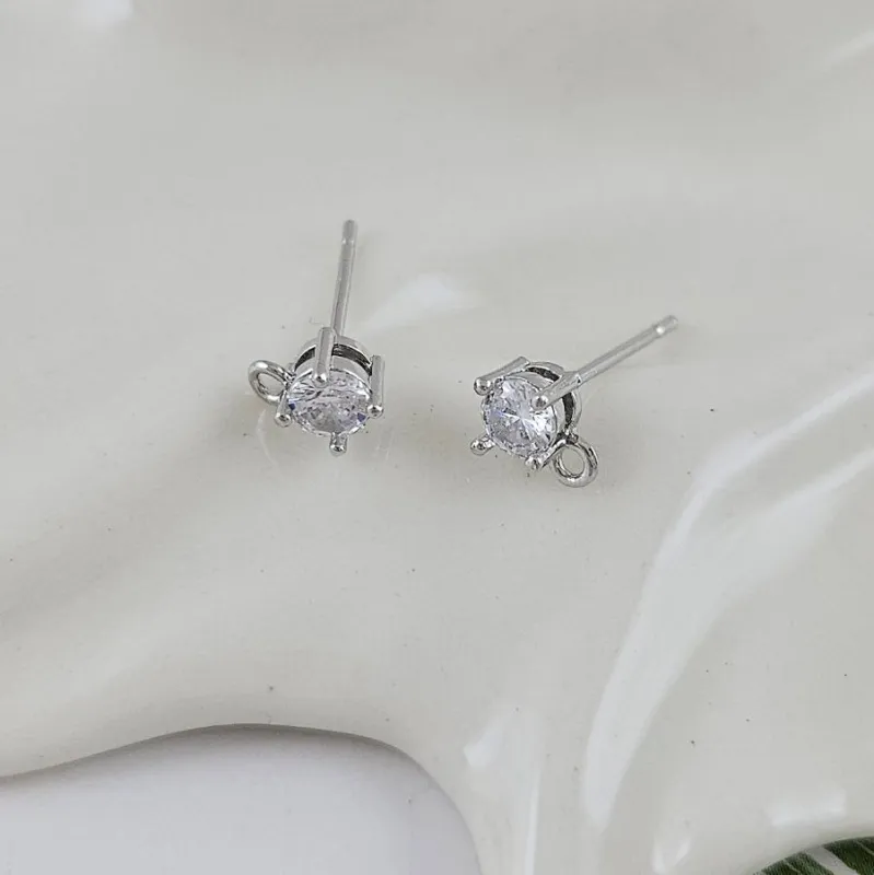 пара Швензы пуссеты с фианитом 7.6х5.2 мм родиевое покрытие (10008-5-Р) купить в #REGION_P# | Заказать в интернет-магазине Viva Beads
