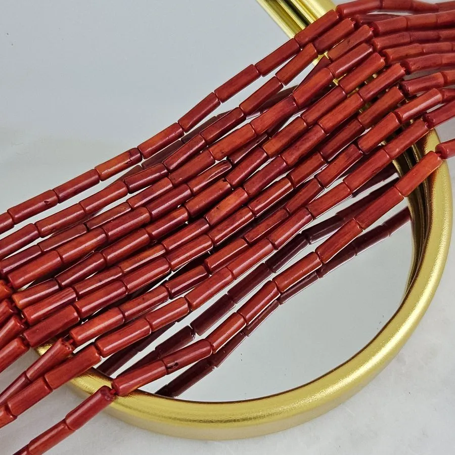 10 шт. Коралл натуральный ок. 3х9 мм, бусины трубочки, темно-оранжевый (10271) для бижутерии купить с доставкой по России | Интернет‑магазин Viva Beads
