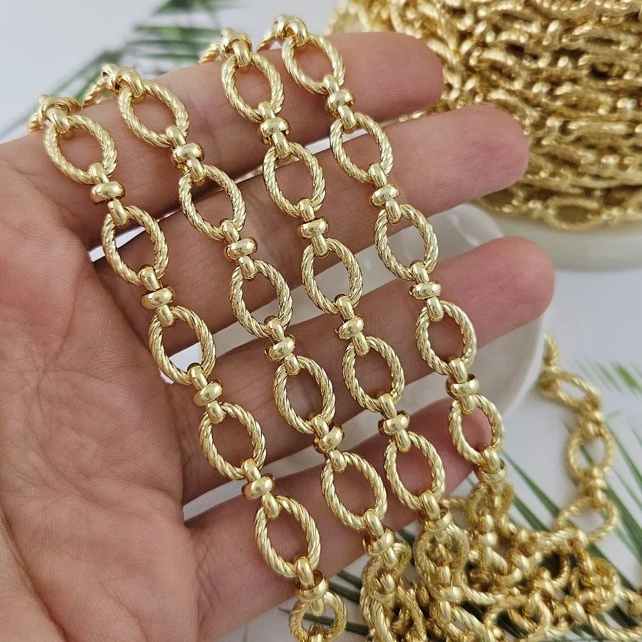 10 см Цепь овальная толщиной ок. 8 мм, позолота 14К (5572-З) купить в Воронеже  | Заказать в интернет-магазине Viva Beads
