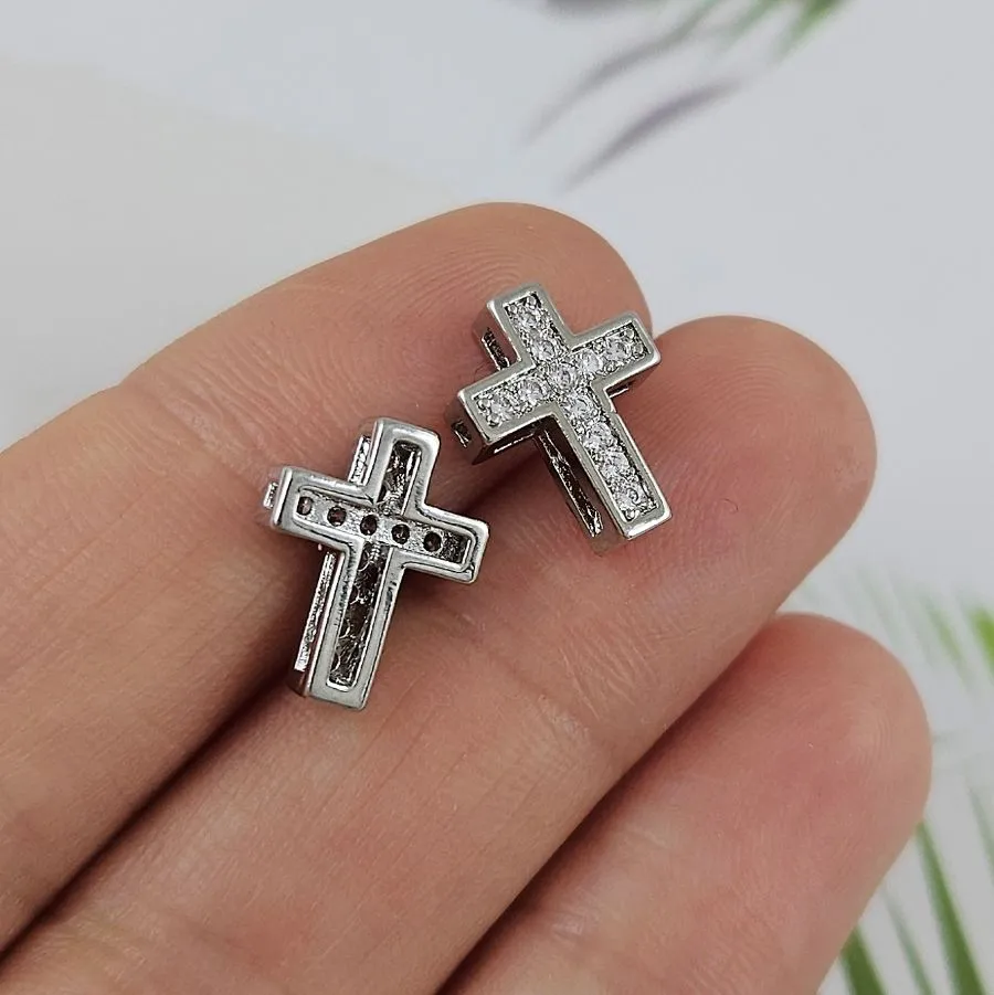 Бусина разделитель Крест 12.8x9.7x3.5 мм с фианитами, родиевое покрытие (9991-Р) купить в Воронеже | Заказать в интернет-магазине Viva Beads
