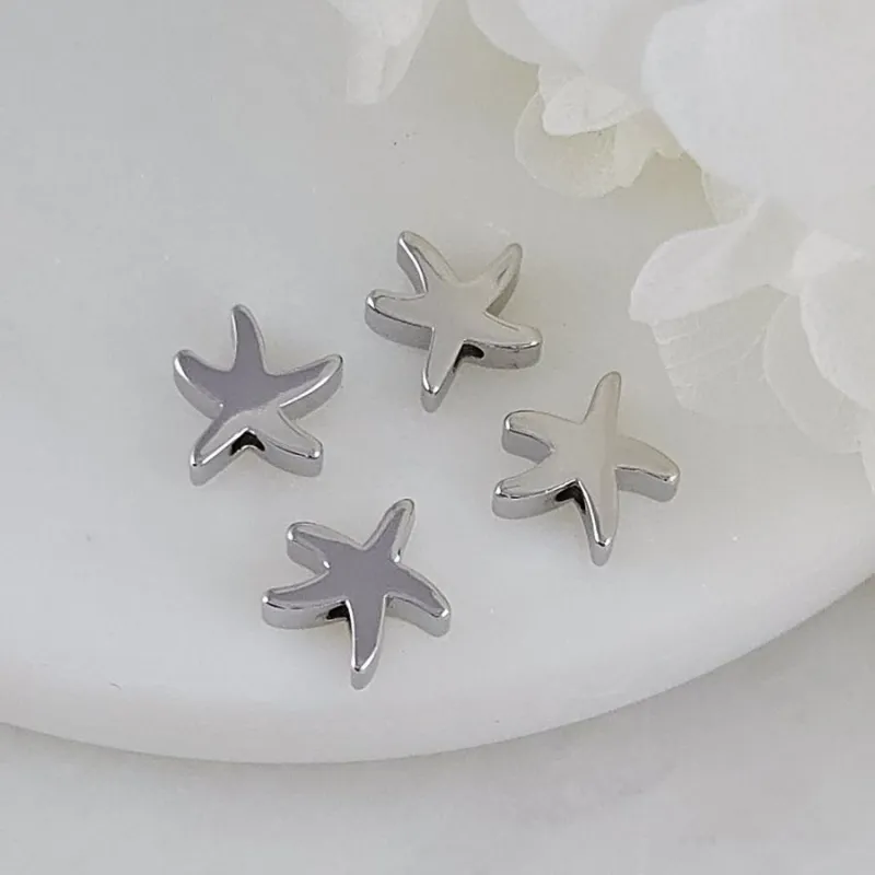 1 шт. Бусина разделитель Морская звезда 8.8х9 мм родиевое покрытие (10219-Р) купить с доставкой по России | Интернет-магазин Viva Beads