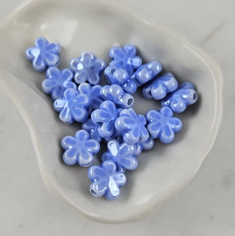 УЦЕНКА 1 шт. Бусина Цветок 11х12 мм голубой, керамика (6478-11-ГОЛ-УЦ)