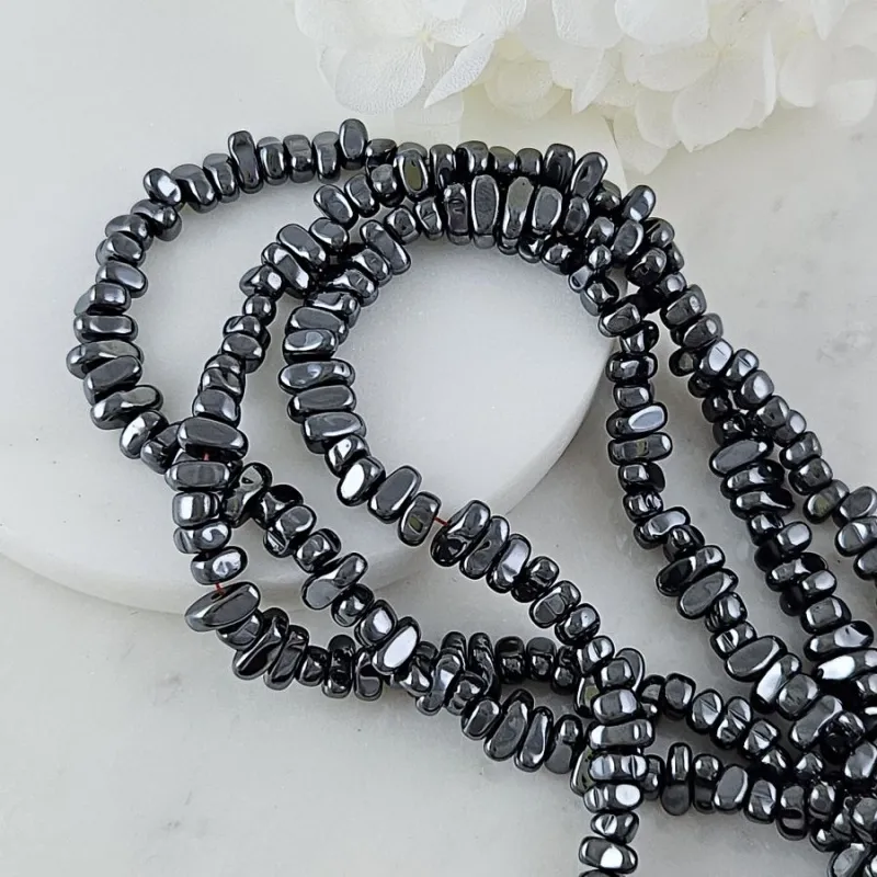 Нить 40 см Гематит, гематин 4-8 мм бусины свободной формы, цвет черный (6791-Ч) для бижутерии купить с доставкой по России | Интернет‑магазин Viva Beads
