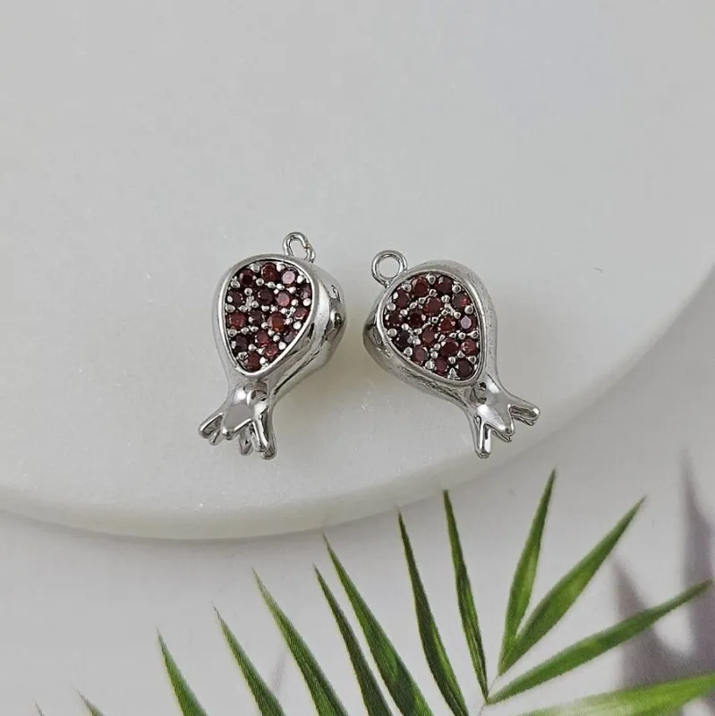 Подвеска Гранат 17x10 мм с фианитами, родиевое покрытие (9955-Р)