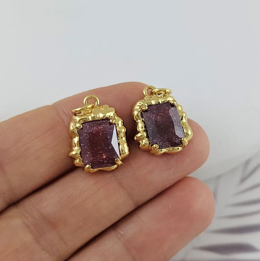 Подвеска 16.3х13.5 мм с кристаллом кракле, бордовый, позолота 18К (6809-БОРЗ)