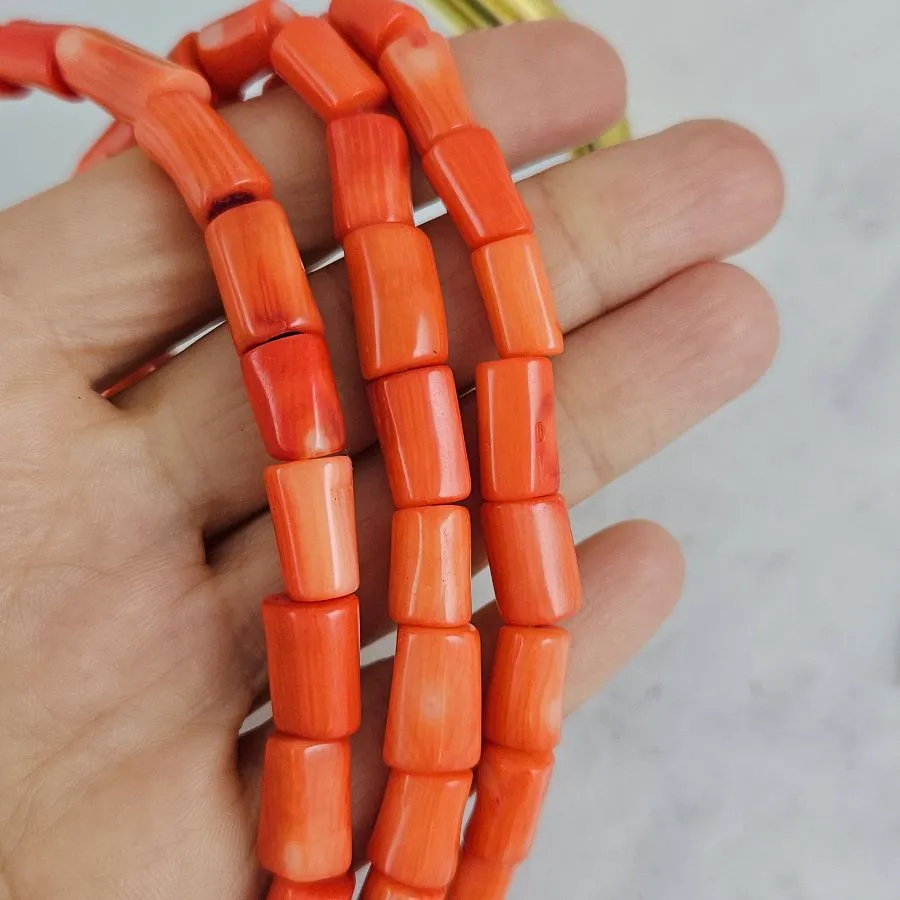 1 шт. Коралл натуральный ок. 6-8х9-16 мм, бусины палочки, оранжевый (10272) для бижутерии купить с доставкой по России | Интернет‑магазин Viva Beads
