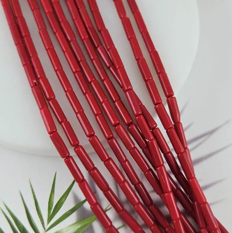 Нить 19 см Коралл тонированный ок. 9х3 мм бусины трубочки, красный (6338-К) для бижутерии купить с доставкой по России | Интернет‑магазин Viva Beads
