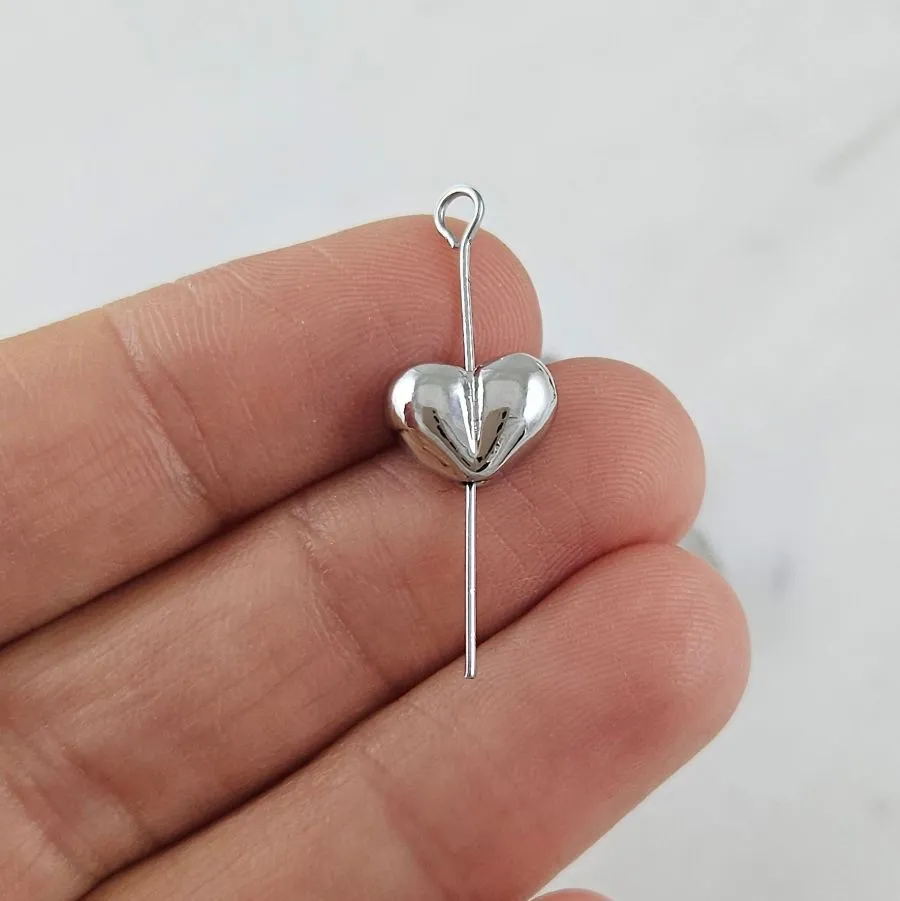 1 шт. Бусина разделитель Сердце 7.5х10х5.3 мм, родиевое покрытие (10108-Р) купить с доставкой по России | Интернет-магазин Viva Beads