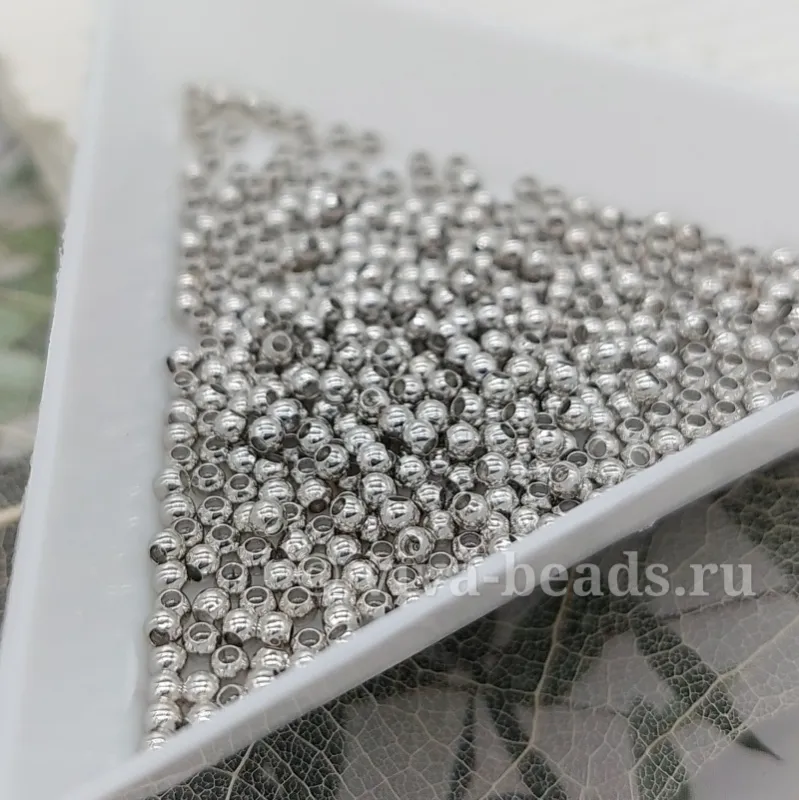 10 шт. Бусина разделитель 2 мм шар, родиевое покр. (6667-2-Р) купить с доставкой по России | Интернет-магазин Viva Beads