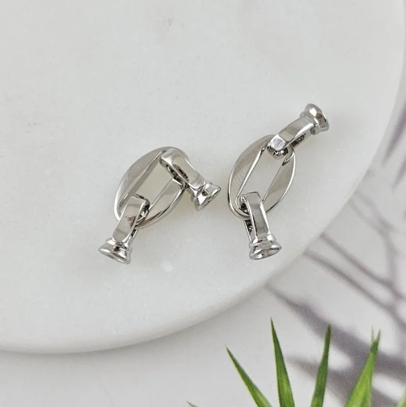 Замок овальный 15 мм с карабинами, родиевое покрытие (10046-Р) замок для украшений купить с доставкой по России | Интернет-магазин Viva Beads