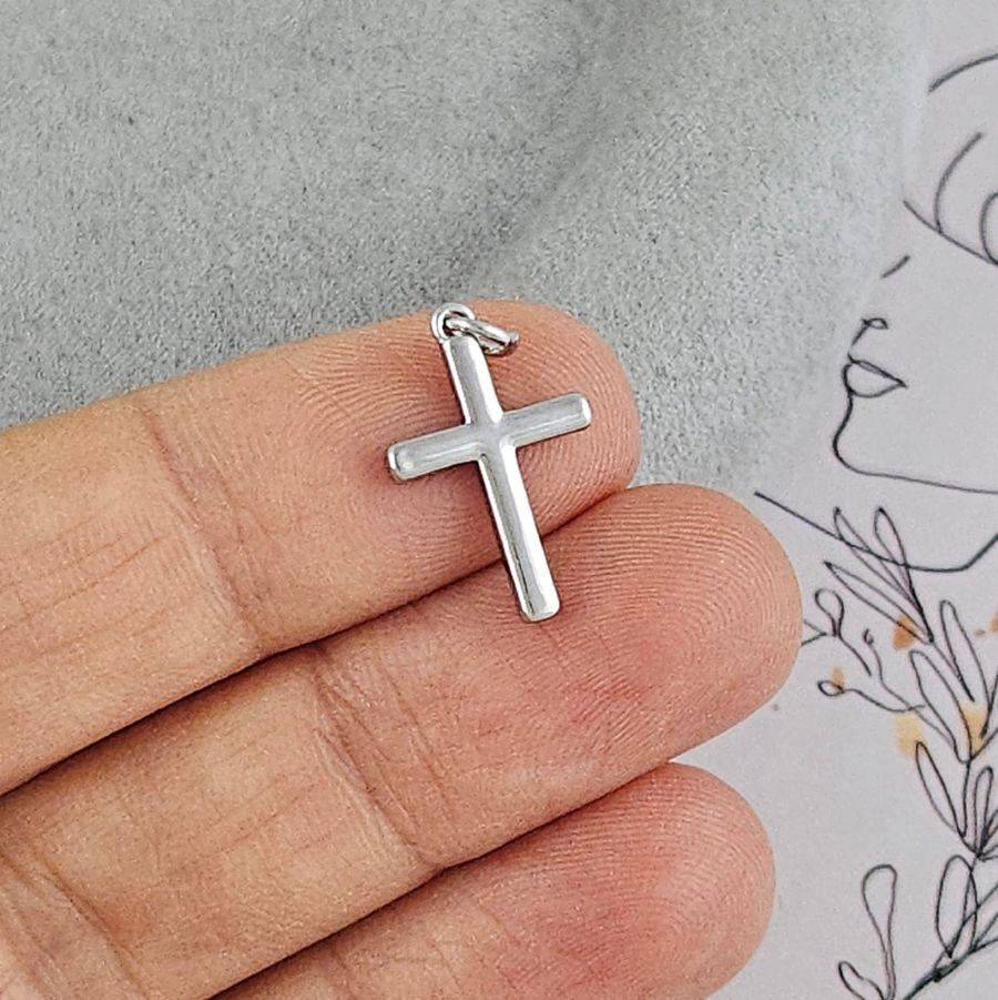 Подвеска Крест 16.8х11 мм родиевое покрытие (9557-Р) купить с доставкой по России | Интернет-магазин Viva Beads