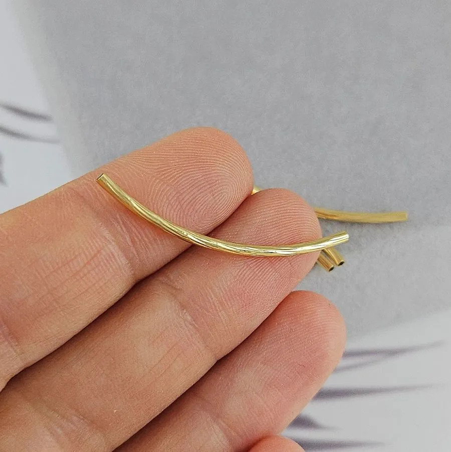 Бусина трубочка 34x1.4 мм, текстурированная, позолота 14К (9971-34-З) купить в Воронеже | Заказать в интернет-магазине Viva Beads
