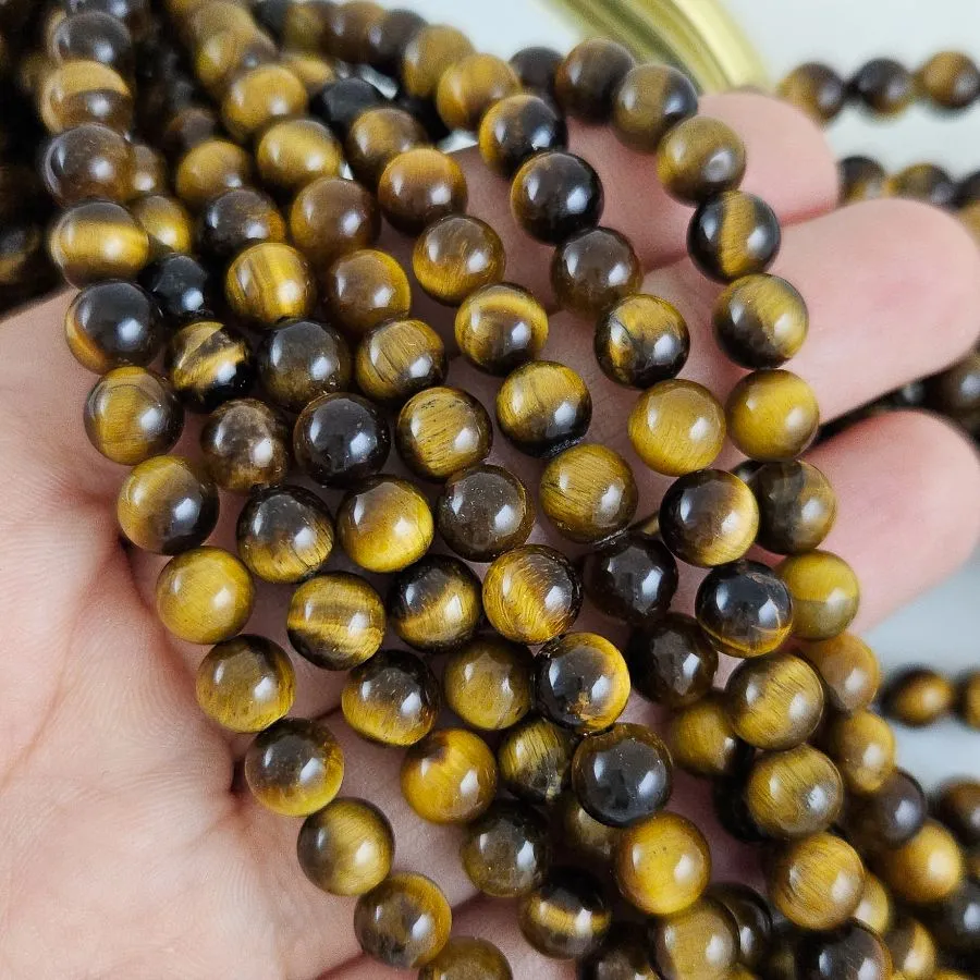 Нить 19 см Тигровый глаз натуральный ок. 8.3 мм, бусины гладкий шар (1002-8) для бижутерии купить с доставкой по России | Интернет‑магазин Viva Beads
