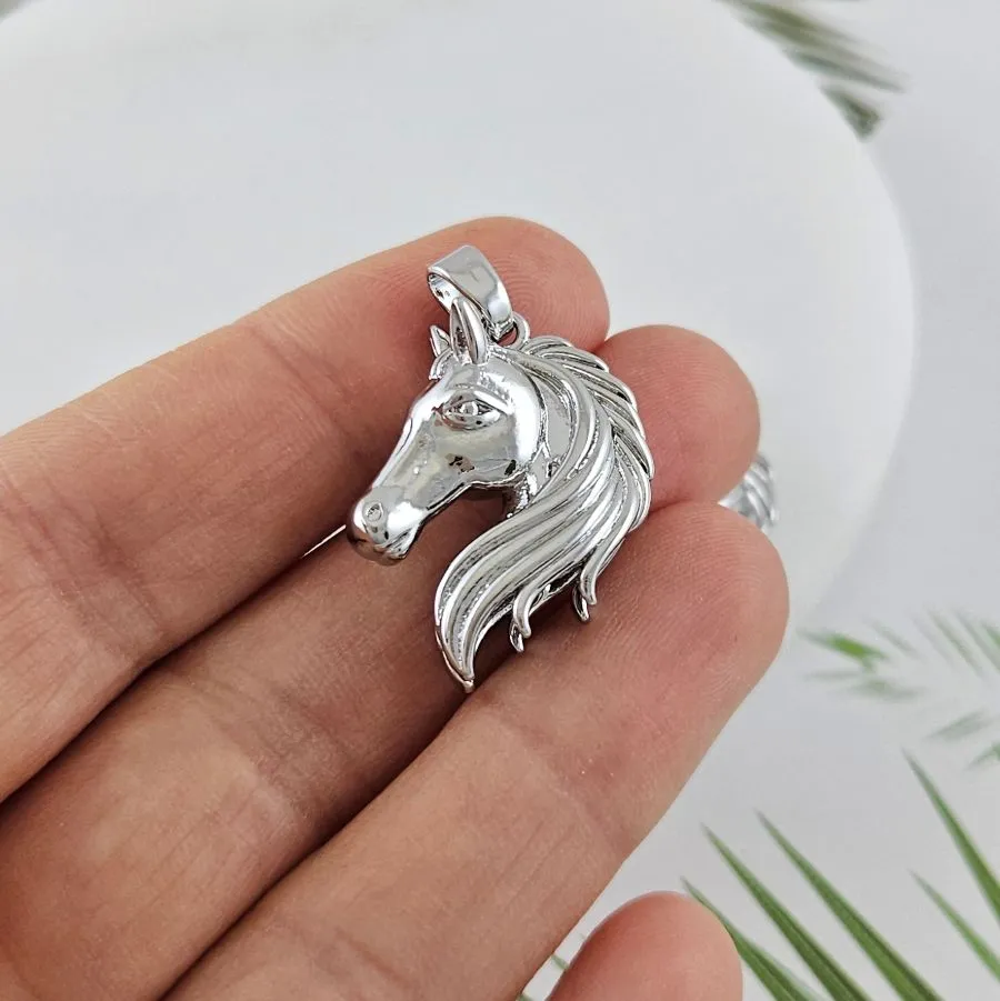 Подвеска Лошадь 25x20 мм, родиевое покрытие (10018-Р)