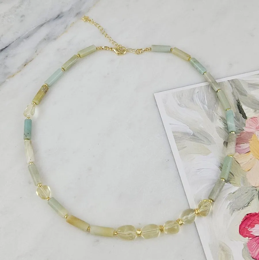 Лимонный бриз: набор материалов для создания чокера из амазонита и лимонного кварца (НАБОР-71) купить с доставкой по России | Интернет-магазин Viva Beads