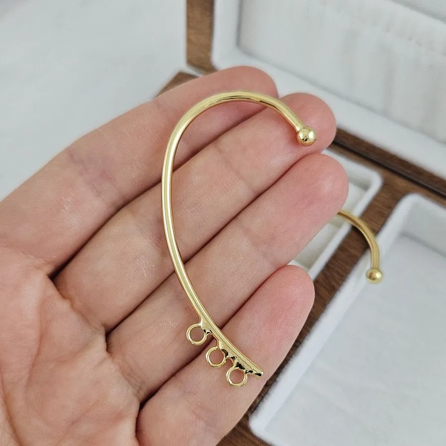 Кафф с тремя петельками 55х34 мм, позолота 14К (7603-З/3) швензы для серег купить с доставкой по России | Интернет-магазин Viva Beads