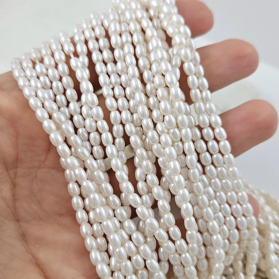 Нить 39 см Жемчуг Майорка рис ок. 3х4 мм цвет ивори (8111) купить в Воронеже | Заказать в интернет-магазине Viva Beads
