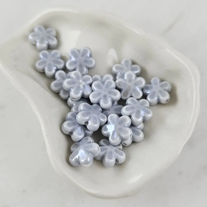 1 шт. Бусина Цветок 11х12 мм серый, керамика (6478-11-СЕР) купить с доставкой по России | Интернет-магазин Viva Beads