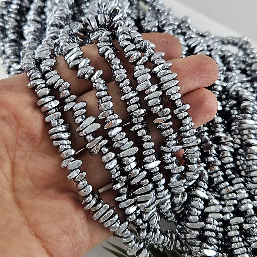 Нить 39 см Гематит, гематин фри форм 5-9x2.5-3 мм цвет платина (8992-П) для бижутерии купить с доставкой по России | Интернет‑магазин Viva Beads
