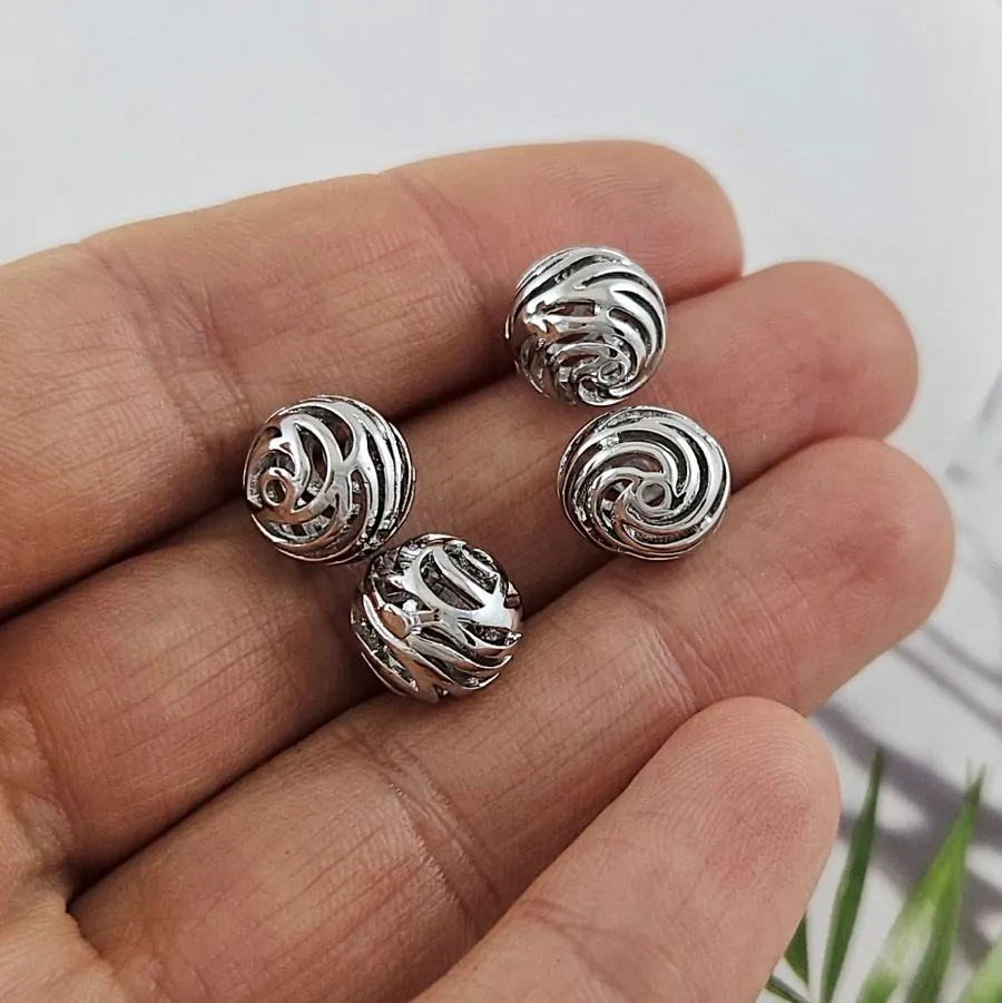 1 шт. Бусина ажурная 9.4х9.7 мм, родиевое покрытие (10045-Р) купить с доставкой по России | Интернет-магазин Viva Beads