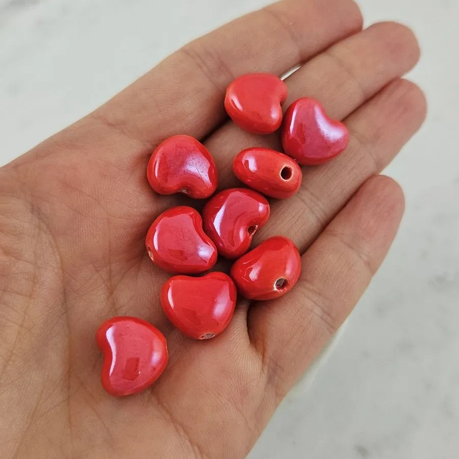 1 шт. Бусина Сердце ок. 14 мм красный, керамика (6436-14-К) купить с доставкой по России | Интернет-магазин Viva Beads