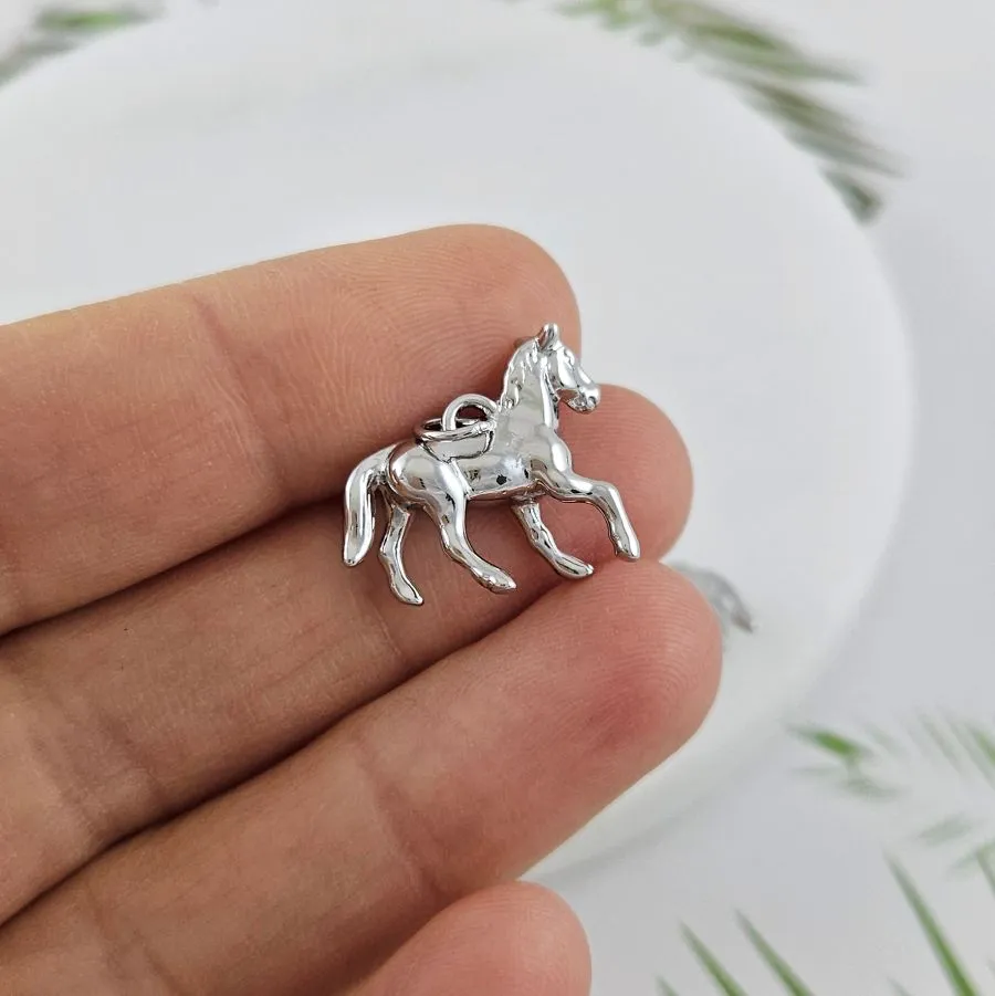 Подвеска Лошадь 15x19.2 мм, родиевое покрытие (10020-Р)